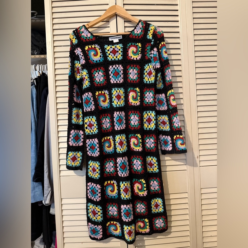 Cotton Emporium Black Crochet Acrylic Dress